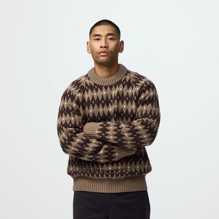 FJÄLLRÄVEN Övik Jacquard Knit M Dark Navy-Indigo Blue