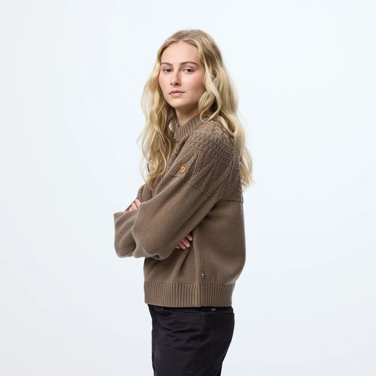 FJÄLLRÄVEN Övik Solid Jacquard Knit W Suede Brown