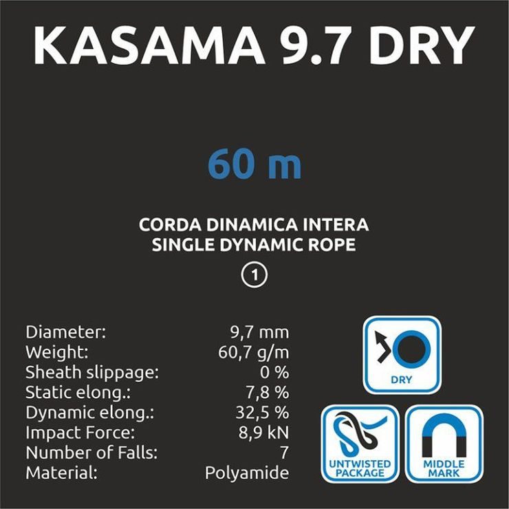 CAMP Kasama 9,7 mm Dry; blue / red; 80 m