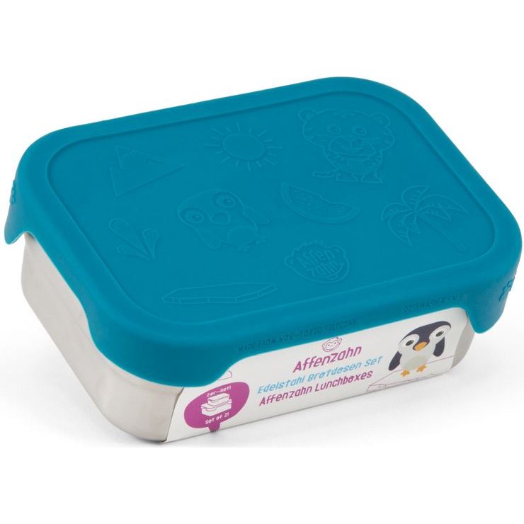 AFFENZAHN Stainless Steel Lunchbox Set Owl, petrol