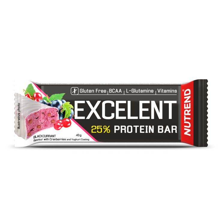 NUTREND Excelent, tyčinka, 40 g černý rybíz s brusinkami