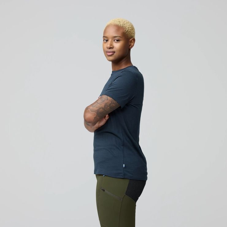 FJÄLLRÄVEN Abisko Wool SS W Dark Navy
