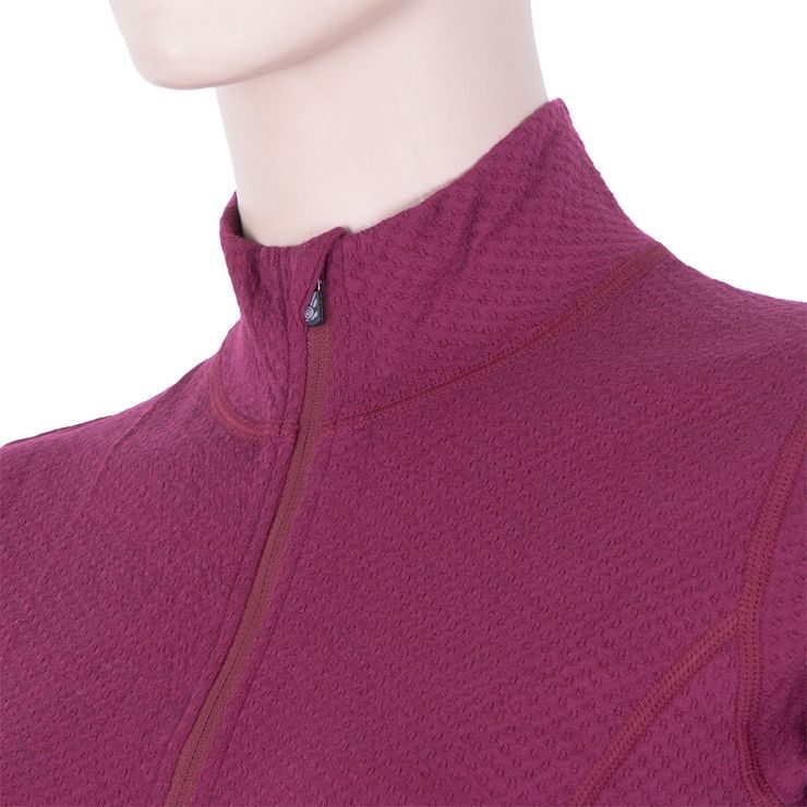 SENSOR MERINO DF dámské triko dl.rukáv zip lilla