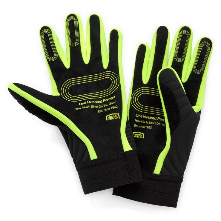 100% BRISKER XTREME Gloves Black/Fluo Yellow