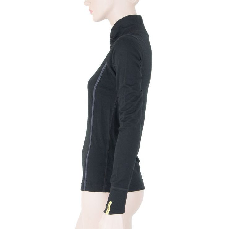 SENSOR MERINO ACTIVE dámské triko dl.rukáv stoják zip černá