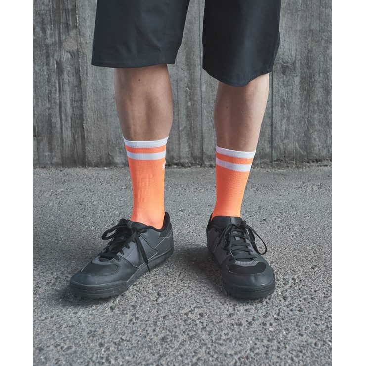POC Lure MTB Sock Long Zink Orange/Hydrogen White
