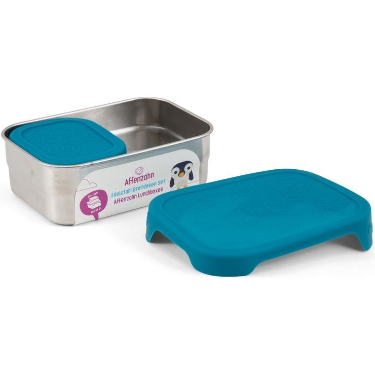 AFFENZAHN Stainless Steel Lunchbox Set Owl, petrol