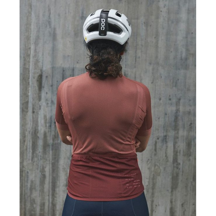 POC W's Essential Road Logo Jersey Himalayan Salt/Garnet Red