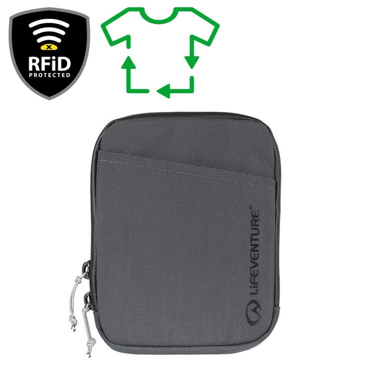 LIFEVENTURE RFiD Travel Neck Pouch Recycled; grey