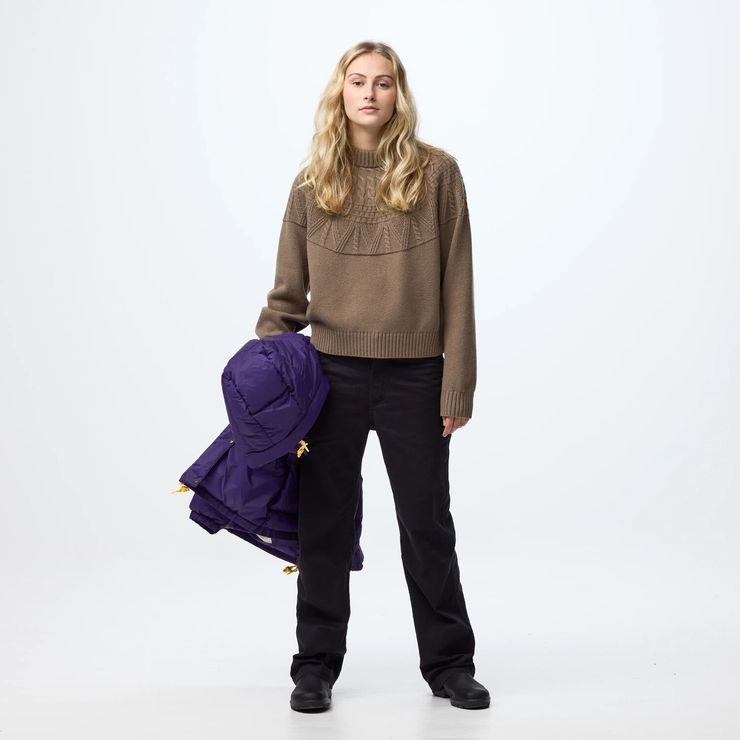 FJÄLLRÄVEN Övik Solid Jacquard Knit W Suede Brown