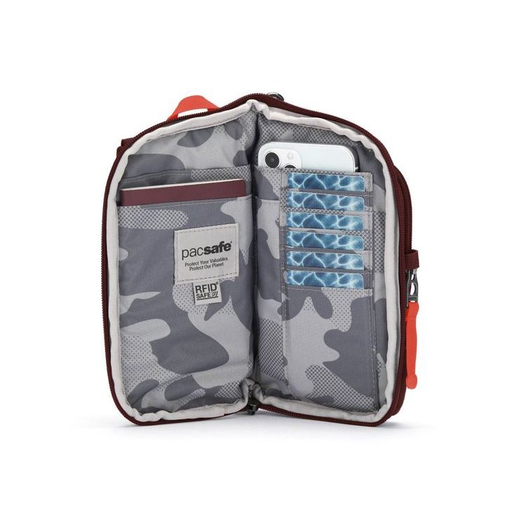 PACSAFE GO TECH CROSS BODY garnet red