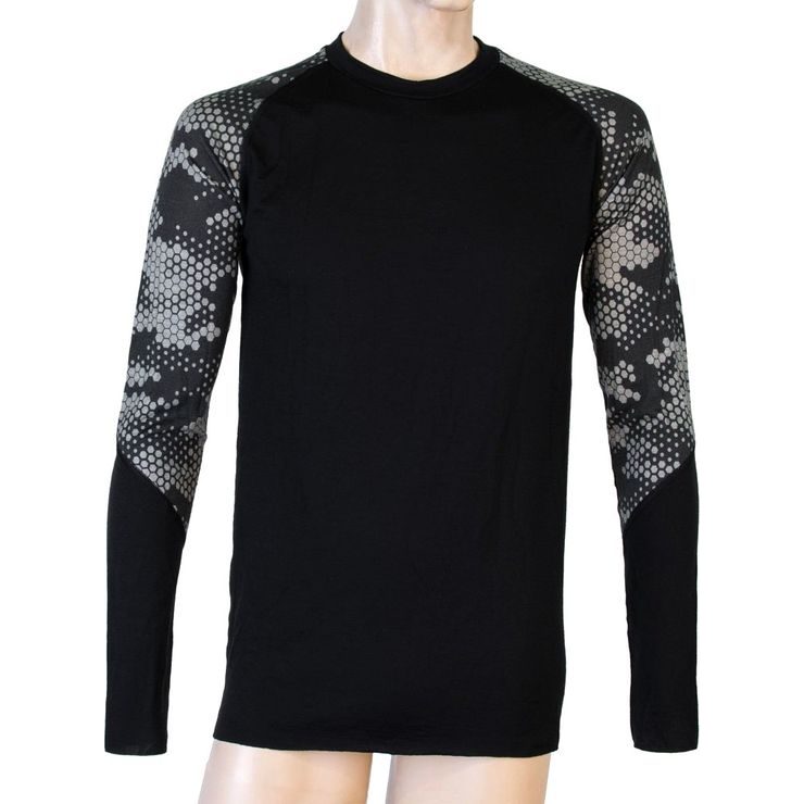 SENSOR MERINO IMPRESS pánské triko dl. rukáv černá/honeycomb