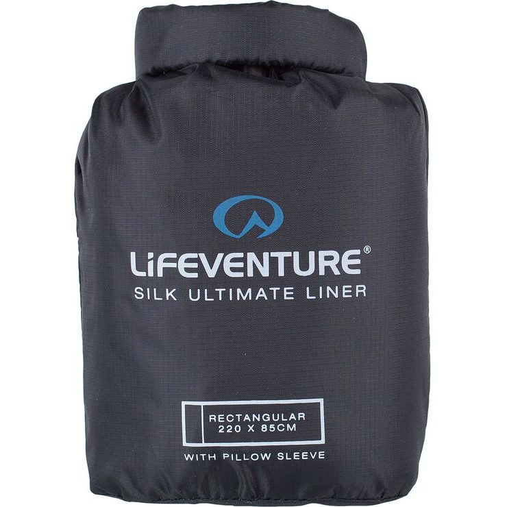 LIFEVENTURE Silk Sleeping Bag Liner black rectangular
