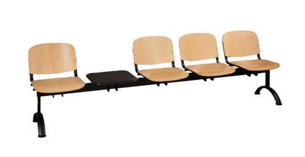 Dřevěná lavice ISO, čtyřmístná se stolkem, černá/buk