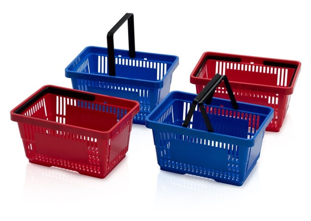 Ebal.cz - obalový materiál - Košík nákupní 1 držadlo modrý - Plastové  košíky - Plastové přepravky, Plastové obaly