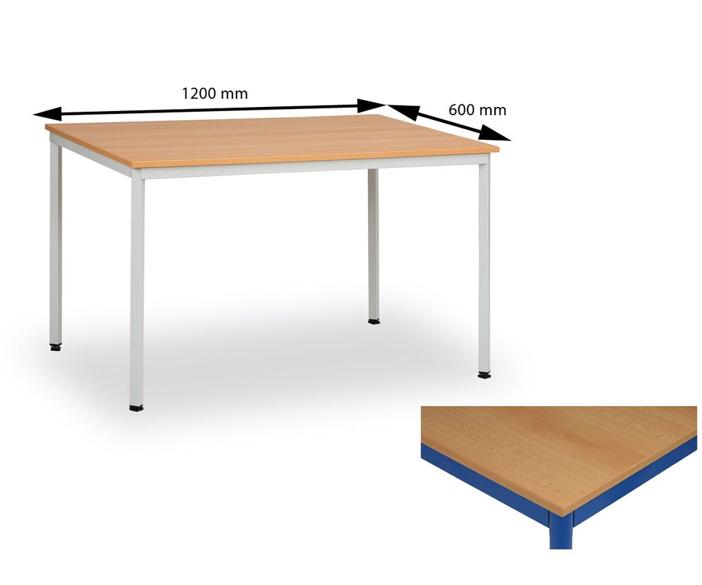 Jídelní stůl 120x60 cm, modrý/buk