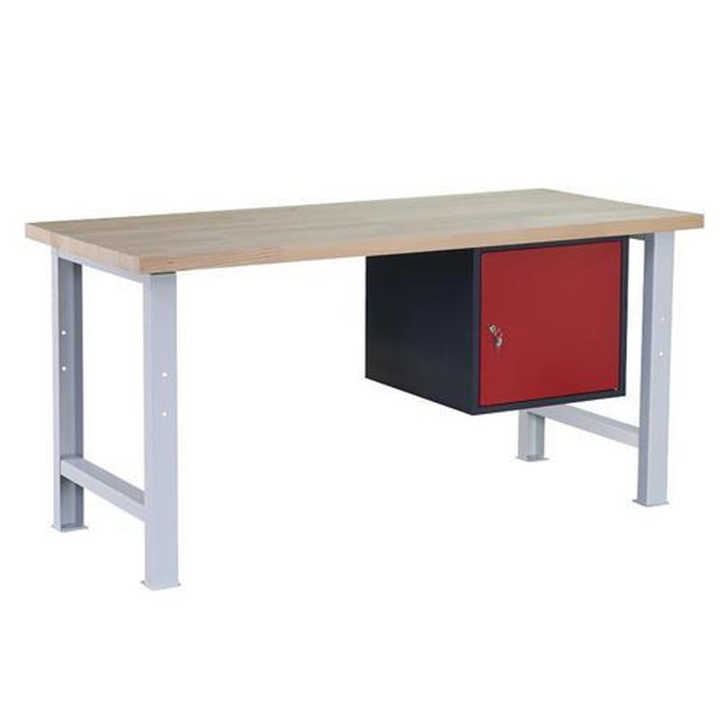 Dílenský stůl Weld 1P, 84 x 170 x 80 cm, šedý/červený