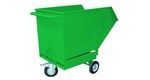 Pojízdný výklopný kontejner s kapsami pro vysokozdvižný vozík, objem 600 l, zelený
