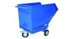 Pojízdný výklopný kontejner s kapsami pro vysokozdvižný vozík, objem 400 l, modrý