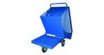 Pojízdný výklopný kontejner s kapsami pro vysokozdvižný vozík, objem 400 l, modrý