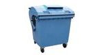 Plastová venkovní popelnice na tříděný odpad, objem 1 100 l, modrá