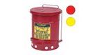 Kovový odpadkový koš pro hořlavé a nebezpečné látky, objem 79 l, červený