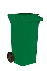 Plastová venkovní popelnice na tříděný odpad, objem 120 l, zelená