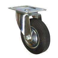 Gumové transportní kolo s přírubou, průměr 160 mm, otočné, valivé ložisko