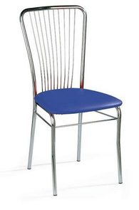 Kožená jídelní židle Neron Chrom, modrá
