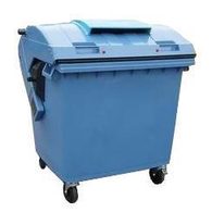 Plastová venkovní popelnice na tříděný odpad, objem 1 100 l, modrá