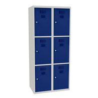Svařovaná šatní skříň Jared, 6 boxů, cylindrický zámek, šedá/tmavě modrá