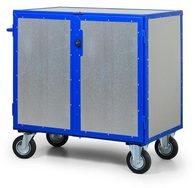 Uzavíratelný skříňový vozík s madlem a plnými stěnami, do 600 kg, 3 police
