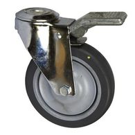 Antistatické gumové přístrojové kolo se středovým otvorem, průměr 125 mm, otočné s brzdou, kuličkové ložisko