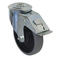 Antistatické gumové přístrojové kolo se středovým otvorem, Ø 125 mm, otočné s brzdou, kuličkové ložisko