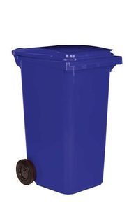 Plastová venkovní popelnice na tříděný odpad, objem 240 l, modrá