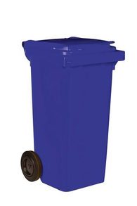 Plastová venkovní popelnice na tříděný odpad, objem 120 l, modrá