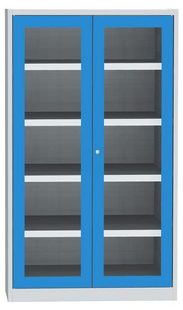 Skříň na kapaliny se skleněnými dveřmi, modro/šedá, 1950x1200x500 mm