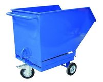 Pojízdný výklopný kontejner s kapsami pro vysokozdvižný vozík, objem 250 l, modrý