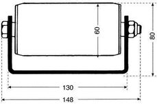 Válečkový dopravník pro palety, šířka 148 mm, U profil, rozteč 66 mm