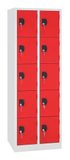 Svařovaná šatní skříň Thierry, 10 oddílů, šedá/červená