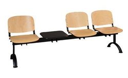 Dřevěná lavice ISO, třímístná se stolkem, černá/buk