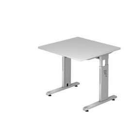 Kancelářský stůl Minos, 80 x 80 x 65 - 85 cm, rovné provedení, šedý
