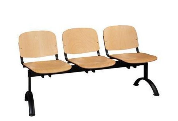Dřevěná lavice ISO, třímístná, černá/buk
