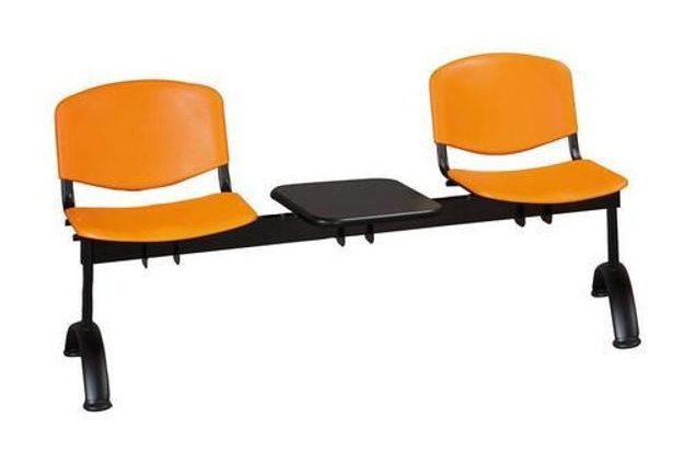 Lavice ISO, dvoumístná se stolkem, černý plast/oranžová