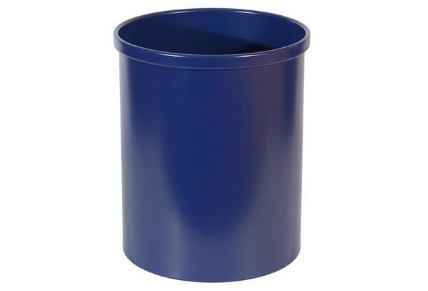 Kovový odpadkový koš Tube, objem 15 l, modrý