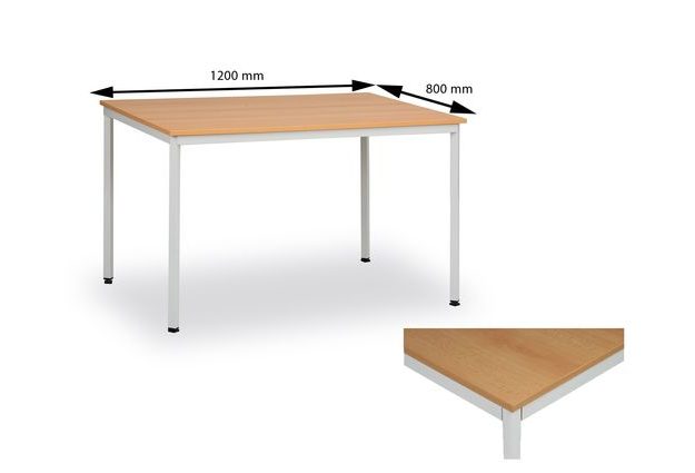 Jídelní stůl 120x80 cm, světle šedý/buk