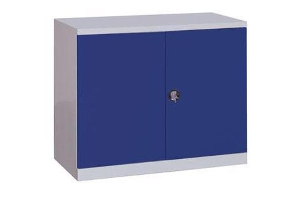 Dílenská skříň na nářadí, 104 x 100 x 43,5 cm, šedá/modrá