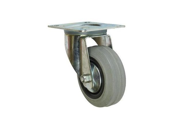 Gumové transportní kolo s přírubou, průměr 100 mm, otočné, kluzné ložisko
