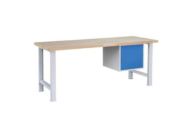 Dílenský stůl Weld 1P, 84 x 170 x 80 cm, šedý/modrý