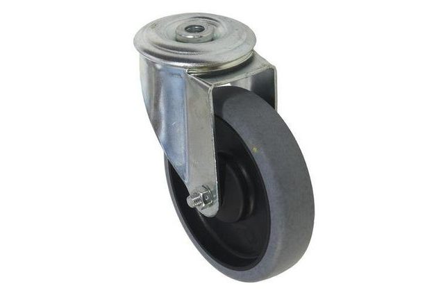 Antistatické gumové přístrojové kolo se středovým otvorem, Ø 125 mm, otočné, kuličkové ložisko